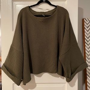 Free People Oversized Olive Sweater Size L